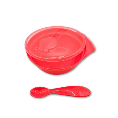 Bowl con Tapa y Cuchara para Viaje Rosa – The Baby Nation1