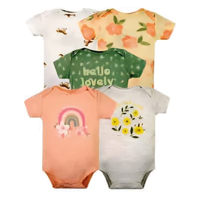 Set 5 bodys manga corta Coral Arcoiris1