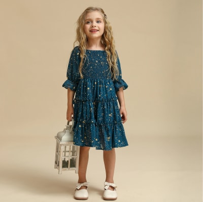 Vestido casual estrellas azul1