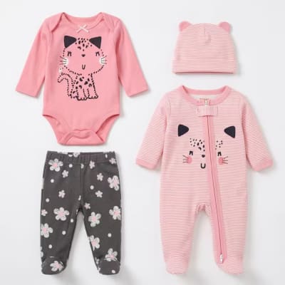 Ajuar 4 Piezas Rosa Leopardo1