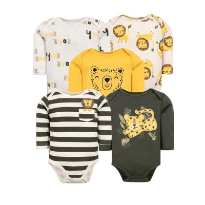 Set de 5 bodys manga larga Amarillo Tigre1