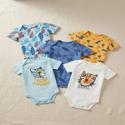 Set 5 Bodys Manga Corta Amarillo Tigre