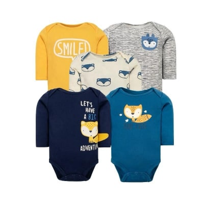 Set de 5 bodys manga larga zorrito