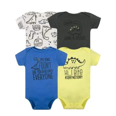 Set 4 Bodys Manga Corta Amarillo Dinosaurios1