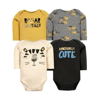 Set de 4 bodys manga larga Amarillo Tigre1