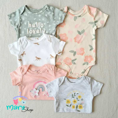 Set 5 bodys manga corta Coral Arcoiris