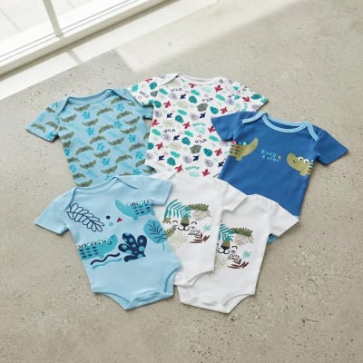 Set 5 Bodys Manga Corta Azul Cocodrilo