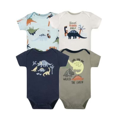 Set 4 Bodys Manga Corta Azul Dinosaurios