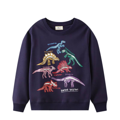 Polerón de algodón Azul Dinosaurios1