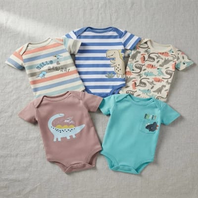 Set 5 Bodys Manga Corta Azul Hello Dino1