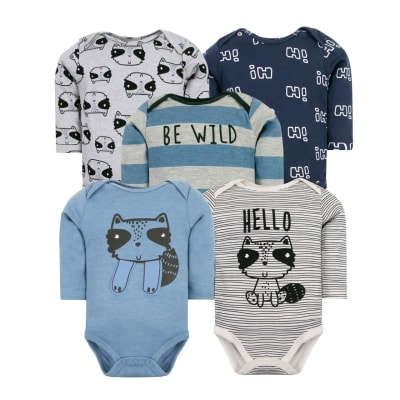 Set de 5 bodys manga larga Azul Mapache