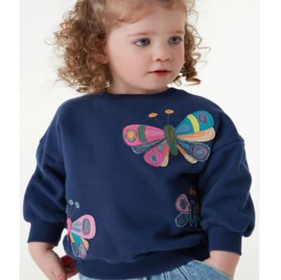 Polerón de algodón Azul Mariposas1