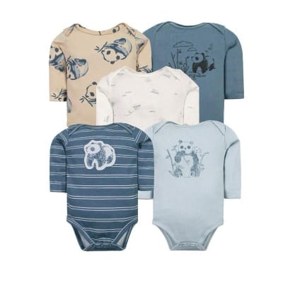 Set de 5 bodys manga larga panda
