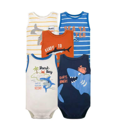 Set 5 Bodys Sin Manga Azul Tiburon