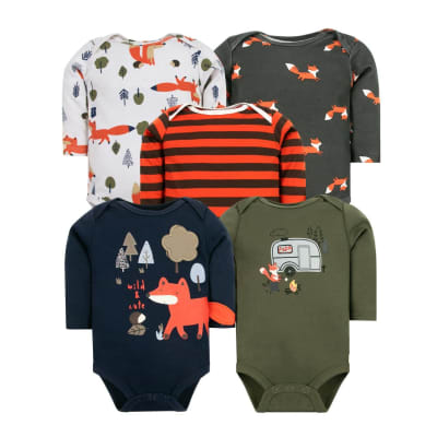 Set de 5 bodys manga larga Azul Zorrito