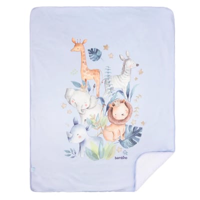 Frazada Sherpa Plush Celeste Animalitos Bambino