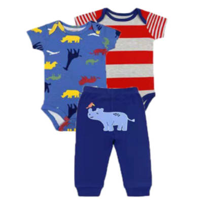 Conjunto 2 Bodys y Pantalón Azul Animales Niño