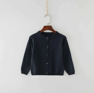 Sweater Cárdigan Azul Oscuro Niñas1