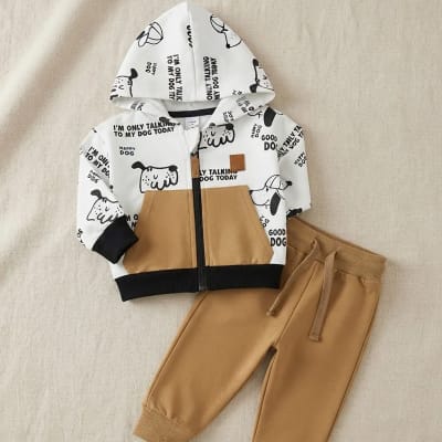 Conjunto Algodón 2 Piezas Cafe Perrito