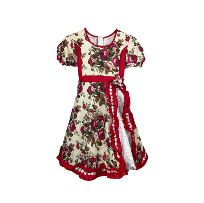 Vestido Huasa Baile Cueca Beige Niña