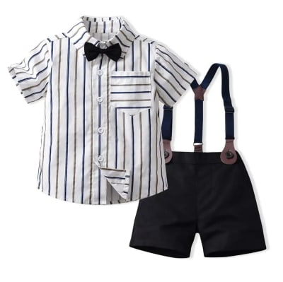 Conjunto de vestir Bermuda Suspensores Blanco1
