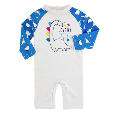 Traje de Baño entero blanco  Dinosaurio