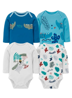 Set de 4 bodys manga larga Blanco Jungla1
