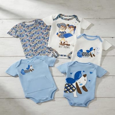 Set 5 bodys manga corta Blanco perrita