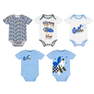Set 5 bodys manga corta Blanco perrita1