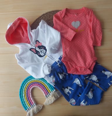 Conjunto 3 Piezas Manga Larga Blanco Perrita