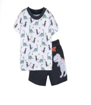 Conjunto Polera y Short Blanco Dinosaurio