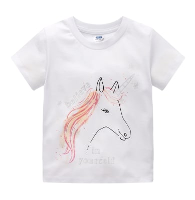 Polera Niña Blanco Unicornio1