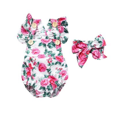 Body Flores Rosa Bebe