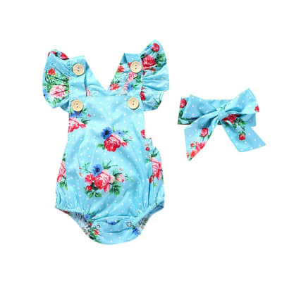 Body Celeste Floreado Bebe