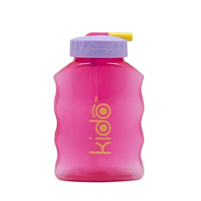 Botella Fucsia Con Bombilla 250 ml Toma Jugo Kido1