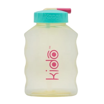 Botella Amarrillo Con Bombilla 250 ml Toma Jugo Kido1