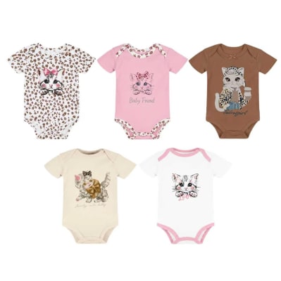 Set 5 bodys manga corta Beige gatita1