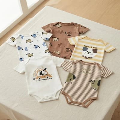 Set 5 Bodys Manga Corta Café perritos
