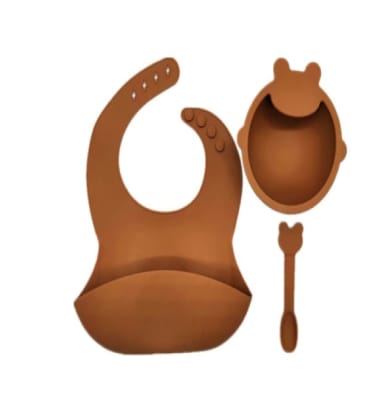 Set de alimentación silicona café1