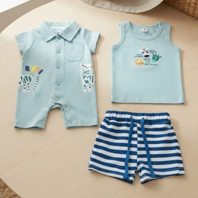 Conjunto 3 Piezas Verano Celeste Animalitos