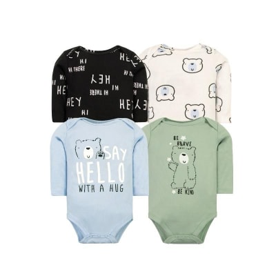 Set de 4 bodys manga larga Celeste Osito1