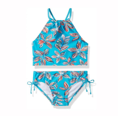 Traje de baño 2 Piezas Celeste flores1