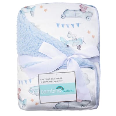 Frazada Sherpa Plush Aviones Bambino