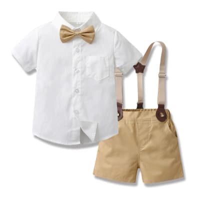 Conjunto de vestir Bermudas Suspensores Beige1