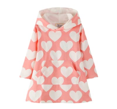 Vestido Con Capucha Rosa Corazones