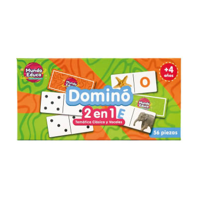 Juego Didactico Domino 2 en 1 Clasico y Vocales