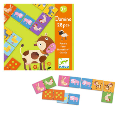 Juego Domino 28 Piezas Granja Djeco1