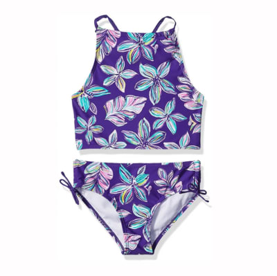 Traje de baño 2 Piezas lila flores1