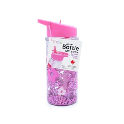 Botella de agua de doble pared con bombilla Melii - Rosa Flores