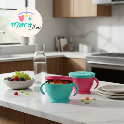 Pack 2 Bowls para Snacks Secos con Tapa Flexible Fucsia - Turquesa